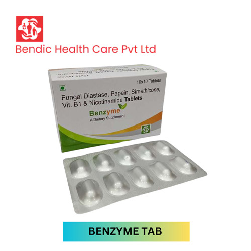 Product Name: BENZYME, Compositions of BENZYME are Fungal Diastase & Papain,simethicone, Vit B1 & Nicotinamide Tablets - Bendic Healthcare Private Limited