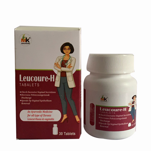 Product Name: Leucoure H TABALETS, Compositions of Leucoure H TABALETS are An Ayurvedic Medicine for all type of Chronic Leucorrhoea & vaginitis  - MK Healthcare