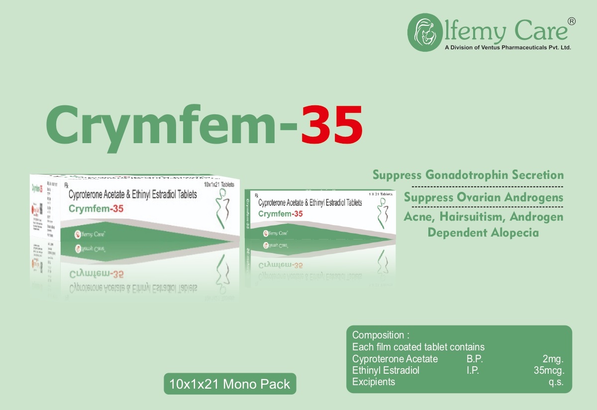 Product Name: Crymfen 35, Compositions of Cyproterone Acetate and Ethinyl Estradiol Tablets are Cyproterone Acetate and Ethinyl Estradiol Tablets - Olfemy Care