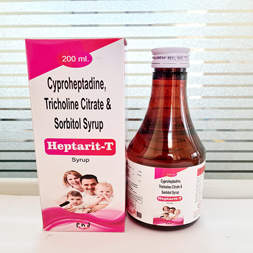 Product Name: Heptarit, Compositions of Heptarit are Cyproheptadine, Tricholine Citrate & Sorbitol Syrup - Kriti Lifesciences