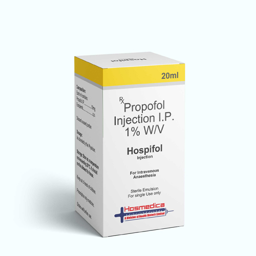 Product Name: HOSPIFOL, Compositions of HOSPIFOL are Propofol Injection I.P. 1% W/V  - Health Biotech Limited