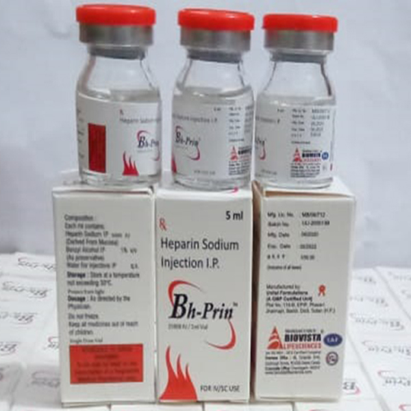 Product Name: Bh Phrin, Compositions of Bh Phrin are Heparin Sodium Injection I.P. - Biovista Lifesciences