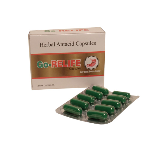 Product Name: Go RELIFE, Compositions of Herbal Antacid Capsules are Herbal Antacid Capsules - MK Healthcare