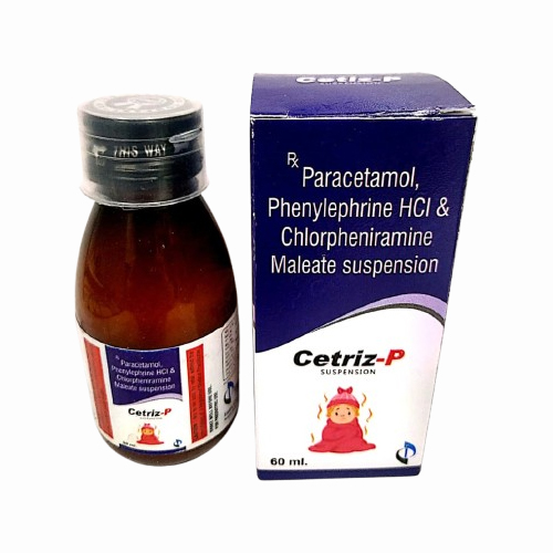 Product Name: CETRIZ P, Compositions of CETRIZ P are Paracetamol, Phenylephrine HCL & Chlopheniramine Meleate Suspension - Insta Care Lifesciences