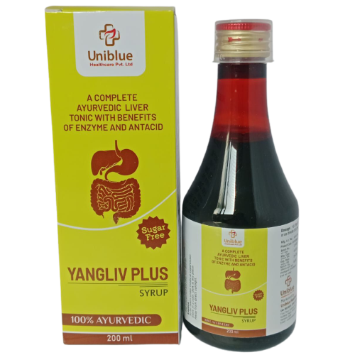 Product Name: YANGLIV PLUS SYRUP, Compositions of YANGLIV PLUS SYRUP are A COMPLETE AYURVEDIC LIVER TONIC WITH BENEFITS OF ENZYME AND ANTACID - Uniblue Healthcare Private Limited