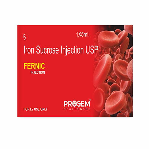 Product Name: FERNIC, Compositions of FERNIC are Iron Sucrose Injectoin USP - Prosem Healthcare