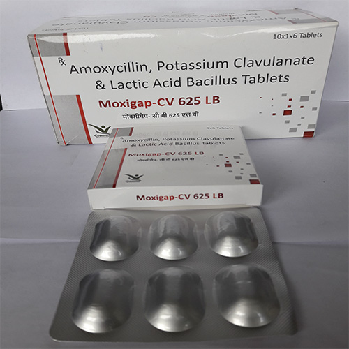 Product Name: Moxigap CV 625 LB , Compositions of Moxigap CV 625 LB  are Amoxycillin, Potassium Clavulanate & Lactic Acid Bacillus Tablets  - Everwell Pharma Private Limited