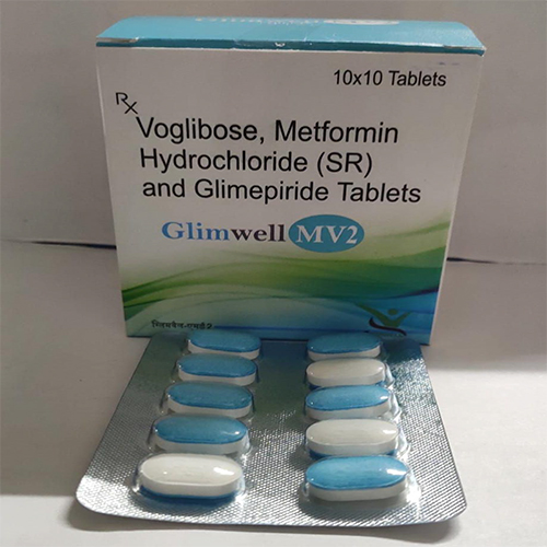 Product Name: Glimwell MV2, Compositions of Glimwell MV2 are Voglibose, Metformin Hydrochloride (SR) and Glimepiride Tablets  - Orange Biotech Private Limited