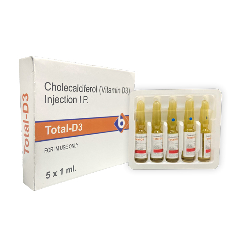 Product Name: TOTAL D3, Compositions of TOTAL D3 are Cholecalciferol (Vitamin D3) Injection I.P. - Biopolis Lifesciences Private Limited