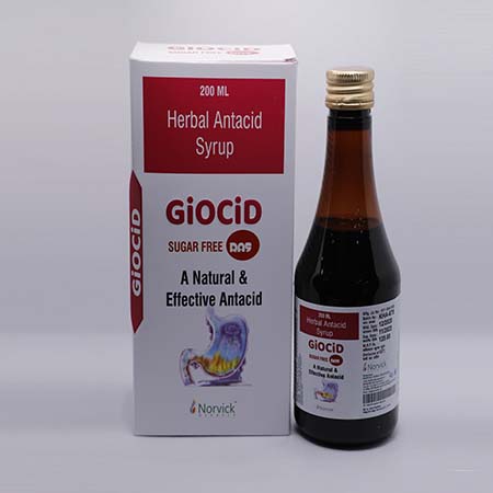 Product Name: Giocid, Compositions of Giocid are Herbal Antacid Syrup - Norvick Lifesciences