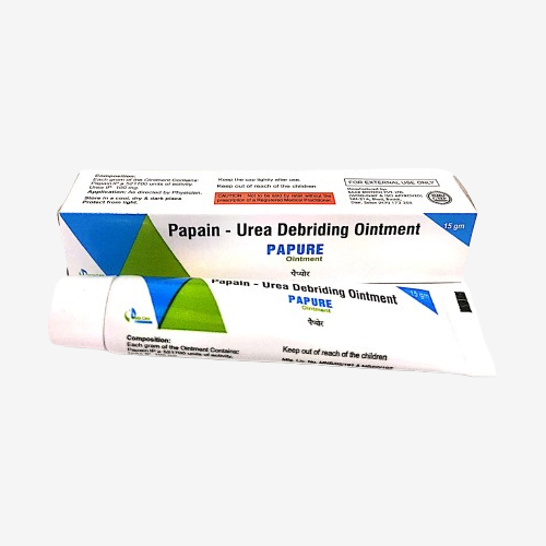 Product Name: PAPURE, Compositions of PAPURE are Papain - Urea Debriding Ointment - Insta Care Lifesciences