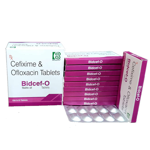 Product Name: Bidcef O, Compositions of Bidcef O are Cefixime & Ofloxacin Tablets - Bidu Biotech