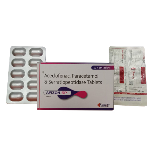 Product Name: AFIZON SP, Compositions of Aceclofenac, Paracetamol & Serratiopeptidase Tablets  are Aceclofenac, Paracetamol & Serratiopeptidase Tablets  - Access Life Science