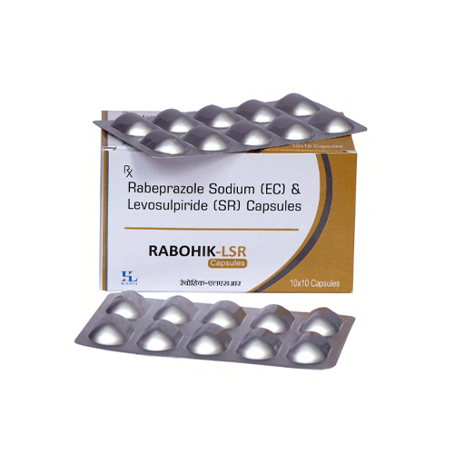 Product Name: RABOHIK LSR, Compositions of RABOHIK LSR are Rabeprazole Sodium (EC) & Levosulpiride (SR) Capsules - Hikona Lifesciences