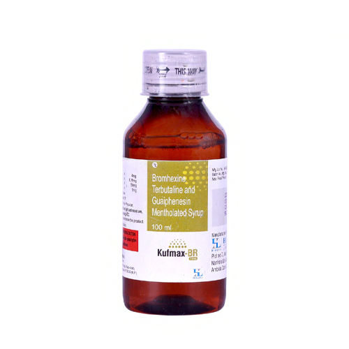 Product Name: Kufmax BR, Compositions of Kufmax BR are Bromhexine Terbutaline and Guaiphenesin Mentholated Syrup - Hikona Lifesciences