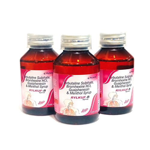 Product Name: Rylkuf B, Compositions of Rylkuf B are Terbutaline Sulphate, Bromhexine Hci, Guaiphenesin & Menthol Syrup - Ryland Health Care