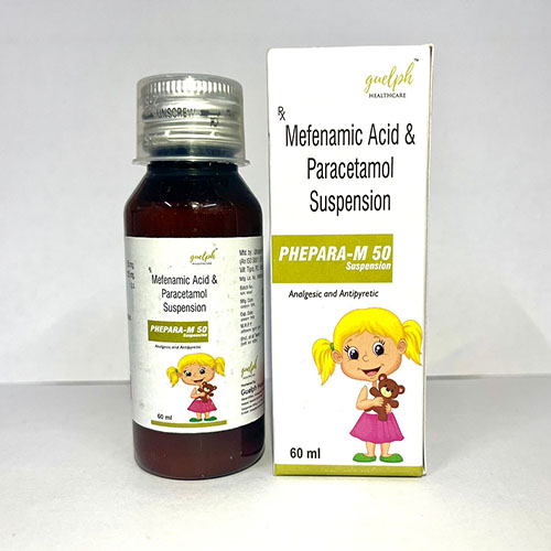 Product Name: Phepara M 50, Compositions of Mefenamic Acid & Paracetamol Suspension are Mefenamic Acid & Paracetamol Suspension - Guelph Healthcare Pvt. Ltd