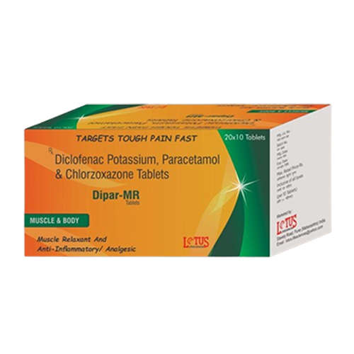 Product Name: Dipar MR , Compositions of Dipar MR  are Diclofenac Potassium, Paracetamol & Chlorzoxazone Tablets  - Jonathan Biocare