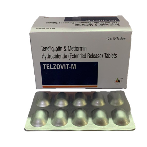 Product Name: TELZOVIT M, Compositions of TELZOVIT M are Teneligliptin & Metformin Hydrochloride (Extended Release) Tablets - MK Healthcare