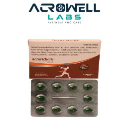 Product Name: Acrorich 9G, Compositions of Acrorich 9G are  Soft Gelatin Capsules Ginseg, Green Tea Extract, Grape Seed Extract, Gingco Biloba, Garlic Powder, Ginger Root Extract, Green Coffee Bean Extract, Glycyrrhiza Galbra Extract,,Lycopene, Omega 3 Fatty Acid, Essential Amino Aci - Acrowell Labs Private Limited