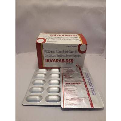 Product Name: Ikvarab DSR Capsule, Compositions of Ikvarab DSR Capsule are Rabeprazole Sodium And Domperidone Sustained Release Capsules. - Ikvans Pharma