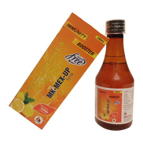 Product Name: MK MEX UP Syrup, Compositions of Vitamina C. Vitamin E, & Zime Syrup are Vitamina C. Vitamin E, & Zime Syrup - MK Healthcare