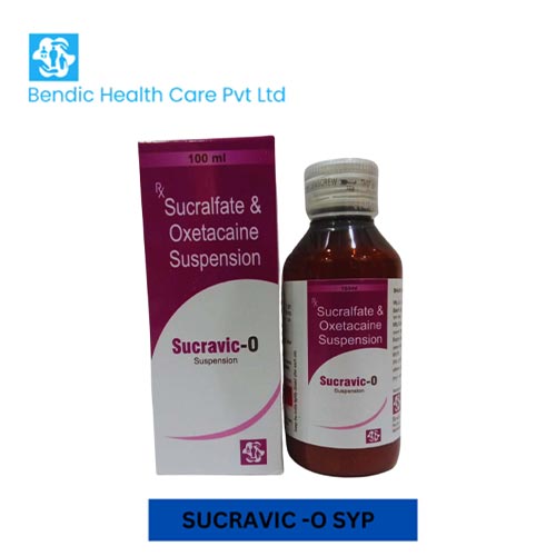 Product Name: SURAVIC O SYP, Compositions of Sucralfate & oxetacaine Suspension are Sucralfate & oxetacaine Suspension - Bendic Healthcare Private Limited