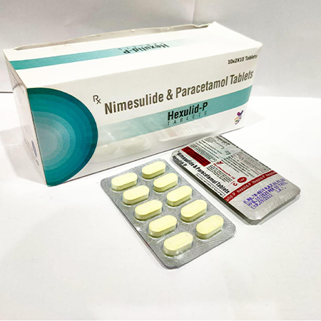 Product Name: Hexulid P, Compositions of Nimesulide & Paracetamol Tablets are Nimesulide & Paracetamol Tablets - Arvoni Lifesciences Private Limited