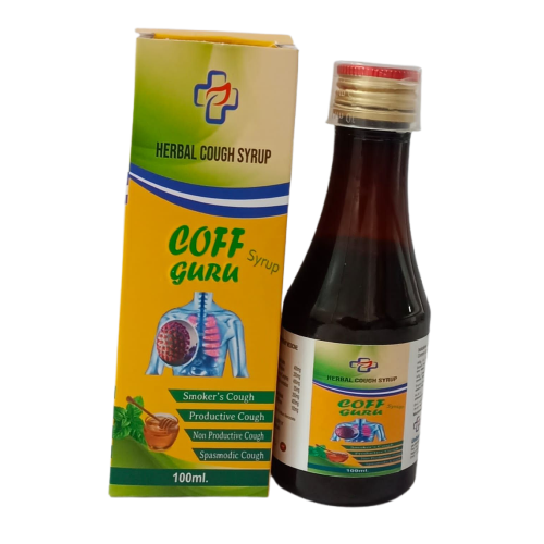 Product Name: coff GURU Syrup, Compositions of coff GURU Syrup are HERBAL COUGH SYRUP - Uniblue Healthcare Private Limited