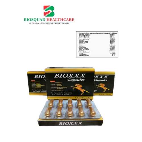 Product Name: BIOXXX, Compositions of An Ayurvedic Capsules For Vigour & Vitality are An Ayurvedic Capsules For Vigour & Vitality - Biosquad Healthcare