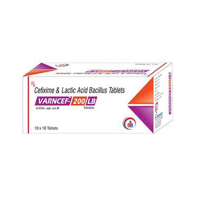 Product Name: Varncef 200 LB, Compositions of Varncef 200 LB are Cefixime & Lactic Acid Bacillus Tablets - SB LIFESCIENCES