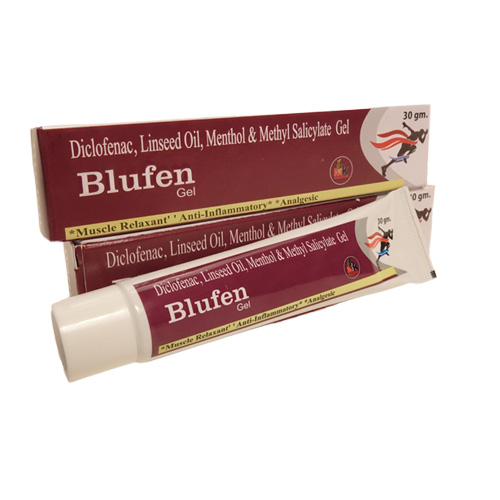 Product Name: Blufen Gel, Compositions of Diclofenac, Linseed Oil, Menthol & Methyl Salicylate Gel  are Diclofenac, Linseed Oil, Menthol & Methyl Salicylate Gel  - MK Healthcare