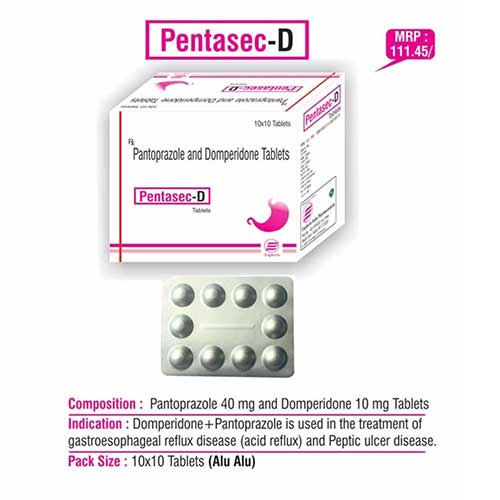 Product Name: Pentasec D, Compositions of Pentasec D are Pantoprazole and Domperidone Tablets - Euphoria India Pharmaceuticals