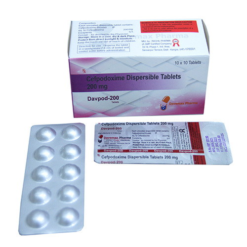 Product Name: Davpod 200, Compositions of Davpod 200 are Cefpodoxime Dispersable Tablets - Davemax Pharma