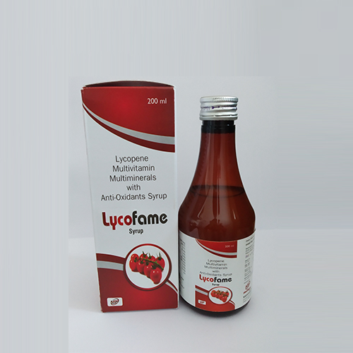 Product Name: Lycofame, Compositions of Lycofame are Lycopene Multivitamin Multiminerals with Anti-Oxidants Syrup - Medifame Biotech