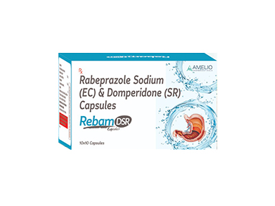 Product Name: Rebam DSR, Compositions of Rebam DSR are Rabeprazole Sodium (EC) & Domperidone (SR) capsules - Amelio Pharmaceuticals