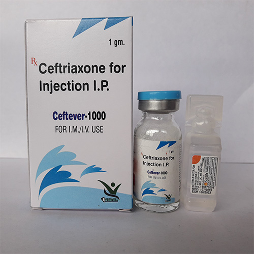 Product Name: Ceftever 1000 , Compositions of Ceftever 1000  are Ceftriaxone for Injection I.P. - Everwell Pharma Private Limited