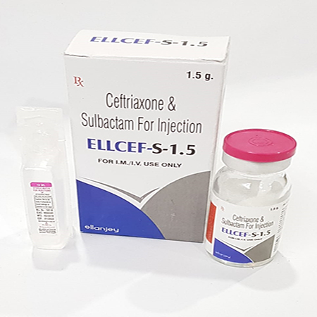 Product Name: Ellcef S 1.5, Compositions of Ellcef S 1.5 are Ceftriaxone & Sulbactam For Injection - Ellanjey Lifesciences