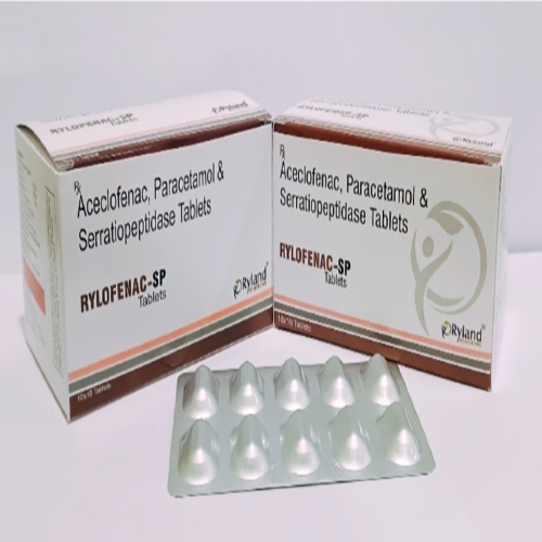 Product Name: Rylofenac SP, Compositions of Rylofenac SP are Aceclofenac Paracetamol & Serratiopeptidase Tablets Rylofenac-SP - Ryland Health Care