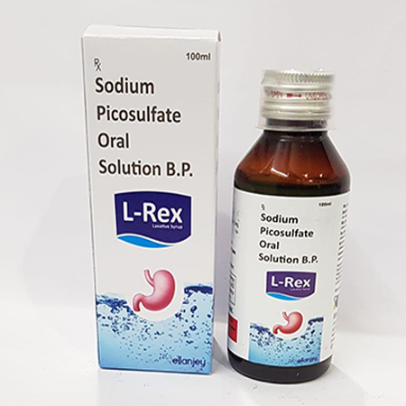 Product Name: L Rex, Compositions of L Rex are Sodium Picosulfate Oral Solution B.P - Ellanjey Lifesciences