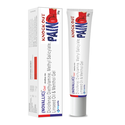 Product Name: NOVALLIC, Compositions of are Diclofrnac Diethlamine, Methyl Salicylate, Linseed Oil & Menthol Gel - Biopolis Lifesciences Private Limited