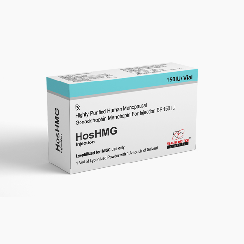 Product Name: HosHMG Injection, Compositions of HosHMG Injection are Highly Purified Human Menopausal Gonadotrophin Menotropin For Injection BP 150 IU - Health Biotech Limited