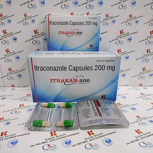 Product Name: Itrakan 200, Compositions of Itrakan 200 are Itraconazole Capsules 200mg - Kanish Biotech