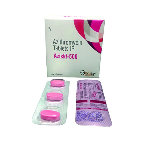 Product Name: Aziskt 500, Compositions of Aziskt 500 are Azithromycin Tablets IP - Biosky Remedies