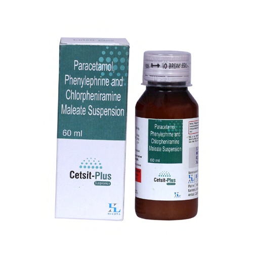 Product Name: Cetsit Plus , Compositions of Cetsit Plus  are Paracetamol Phenylephrine and Chlorpheniramine Maleate Suspension - Hikona Lifesciences