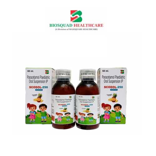 Product Name: SCODOL 250, Compositions of Paracetamol Paediatric Oral Suspension IP  are Paracetamol Paediatric Oral Suspension IP  - Biosquad Healthcare