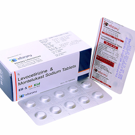 Product Name: Ell 1 M Kid, Compositions of Ell 1 M Kid are Levocetrizine & Montelukast Sodium Tablets - Ellanjey Lifesciences