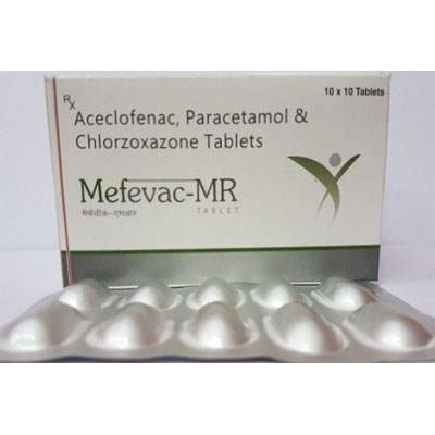 Product Name: MEFEVAC MR, Compositions of MEFEVAC MR are Aceclofenac, Paracetamol & Chlorzoxazone Tablets - Cubic Lifesciences Private Limited