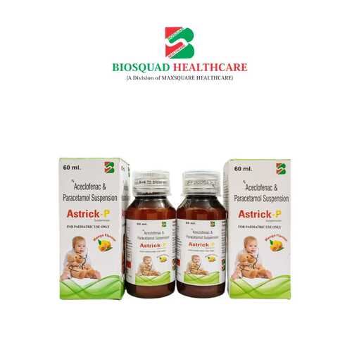 Product Name: ASTRICK P, Compositions of ASTRICK P are Aceclofenac & Paracetamol Suspension  - Biosquad Healthcare