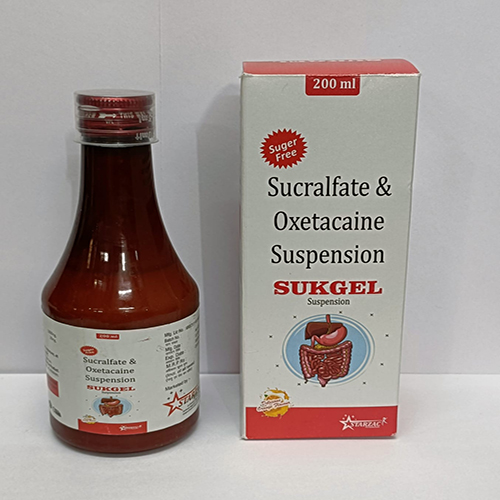 Product Name: SUKGEL, Compositions of Sucralfate & Oxetacaine Suspension  are Sucralfate & Oxetacaine Suspension  - Starzac Formulations Private Limited